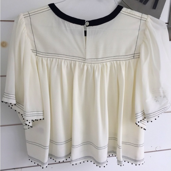 Anthro Eri + Ali Beaded Hem Babydoll Swing Blouse Top - Picture 8 of 13